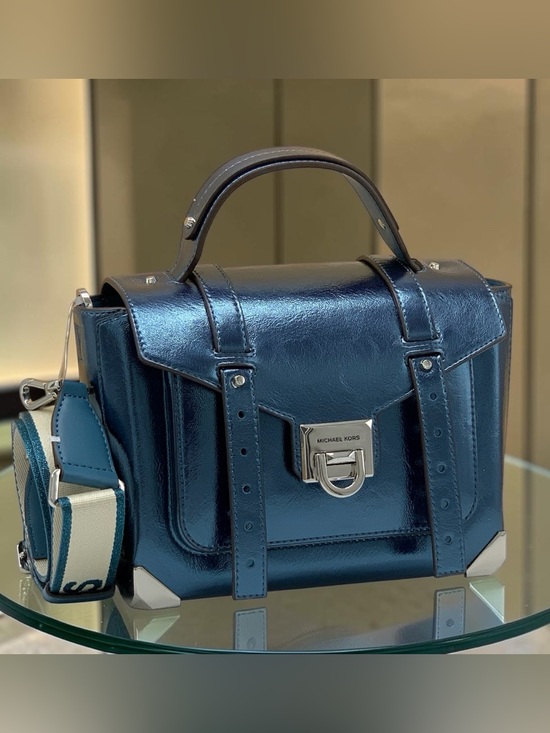 Michael Kors Handbags - Michael Kors Manhattan Medium Patent
Faux Leather Satchel